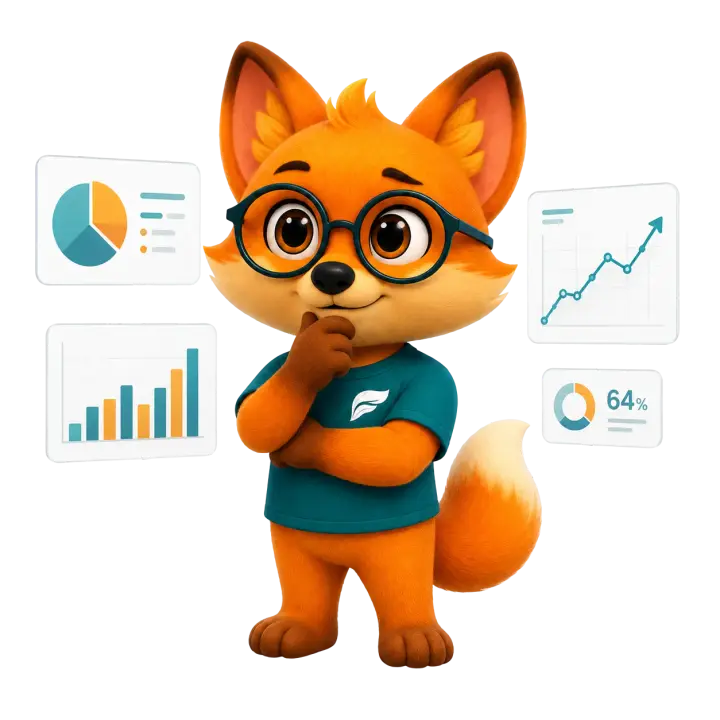 Mascote do Finnly analisando dados financeiros