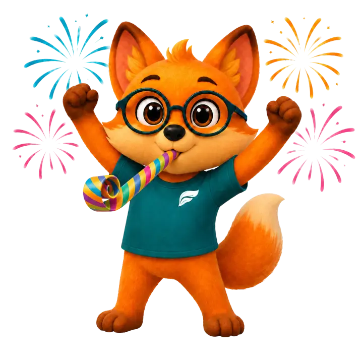 Mascote do Finnly celebrando uma meta